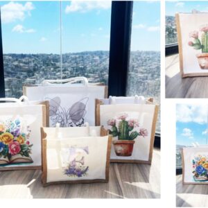 תיק בד מעוצב עם ידיות